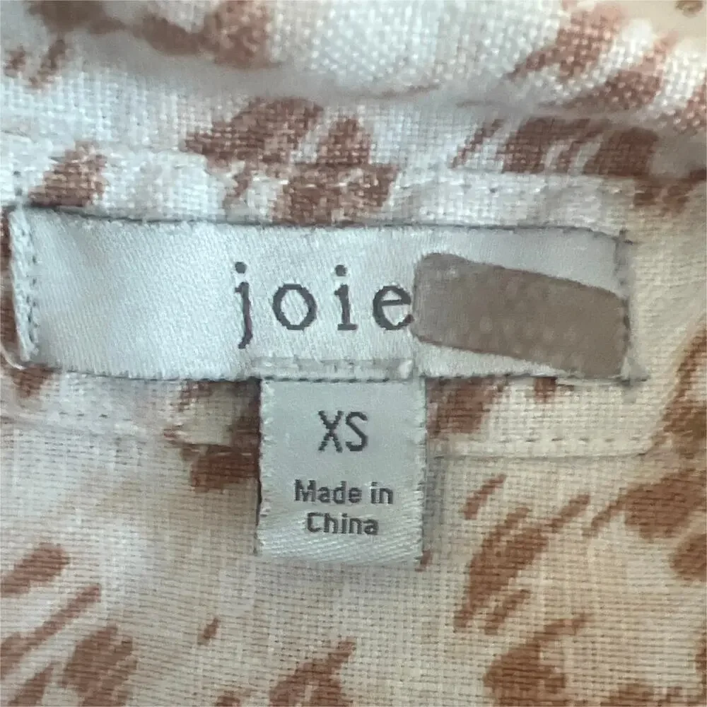 JOIE Coady Linen Midi Dress XS Leopard Print Tan Ivory - Picture 7 of 10